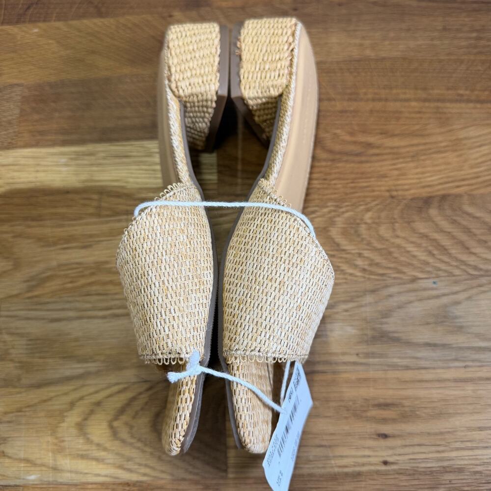American Eagle Square Toe Mules Sandals Women's 6 Raffia Block Heel New - Picture 4 of 9